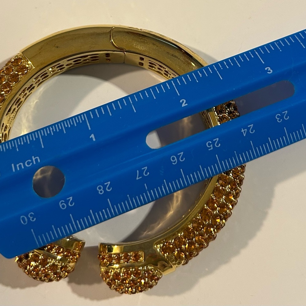 Vintage Joan Boyce Gold Tone & Orange Citrine Jeweled Bracelet - Picture 10 of 14
